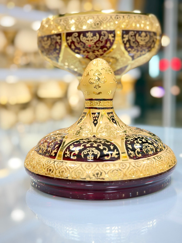 خرید شکلات خوری کریستال طلاکوب زرشکی سایز 305